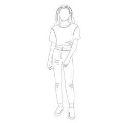 girl sketch on white background outline isolated