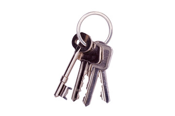 House keys on a keyring isolated on white