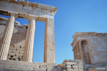 Photo of parthenon ruins in Athens, acropolis in Greece - Former ancient greek temple for Athena...