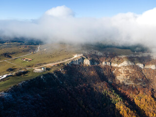 Aerial view of Balkan Mountains and Vratsata pass, Bulgaria
