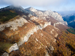 Aerial view of Balkan Mountains and Vratsata pass, Bulgaria