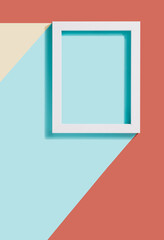 White rectangle frame on a colorful pastel background. Geometric minimal template.