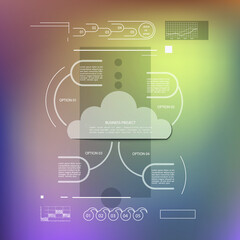 Infographic elements, graph and charts, templates with blurred background 