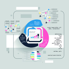 Template for cycle diagram and pie chart, vector options steps or processes