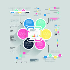 Template for cycle diagram and pie chart, vector options steps or processes