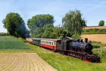 Miljoenenlijn steam train locomotive museum railway near Wijlre in the Netherlands