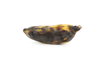 Obraz premium Aged spoiled rotten banana isolated on white background