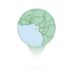 Sao Tome and Principe map, stylish location icon with Sao Tome and Principe map and flag.