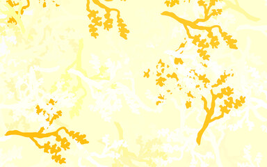Light Yellow vector natural pattern with leaves, branches.