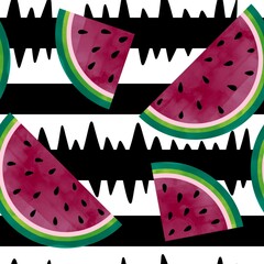 Summer fruit seamless watermelon cartoon slice pattern for clothes print and wrapping and fabrics and kids