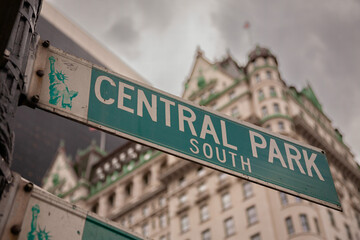 Central Park South street sign in New York City