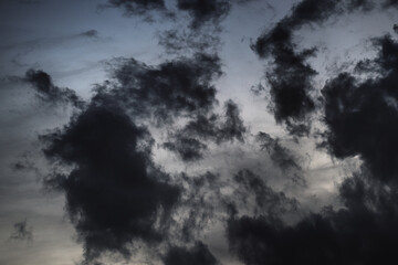 Fototapeta premium View of dark clouds in the sky at dusk. 
