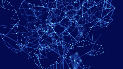 Obraz premium Triangular shapes in space. Science digital background. 3d rendering.