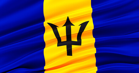 3D render of barbados flag for Memorial Day, Independence Day. - obrazy, fototapety, plakaty