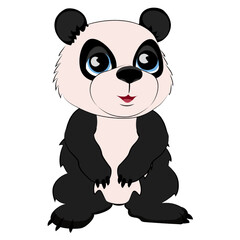 Cute happy little black panda. Vector illustration, cartoon character.