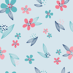 Minimal floral vector seamless pattern