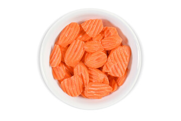 Fresh Carrot Slices on White Background with Clipping Path
