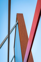 Modern Abstract Structure Against a Blue Sky