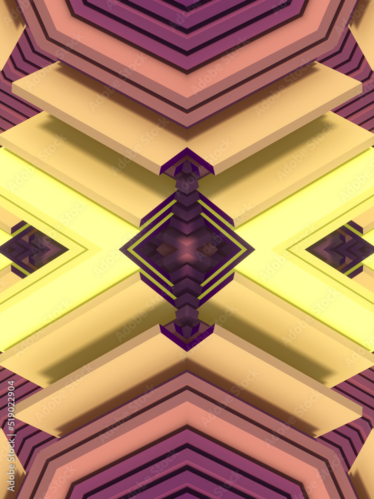 Poster wavy abstract kaleidoscopic background. modern design. 3d rendering digital illustration