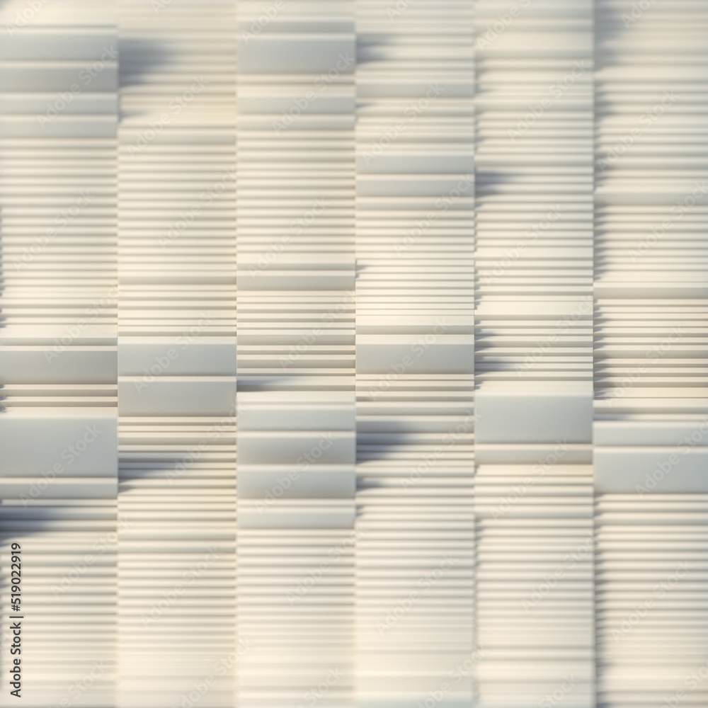 Fototapete wavy stacks of white rectangular shapes. abstract representation of arithmetic data processing 3d re