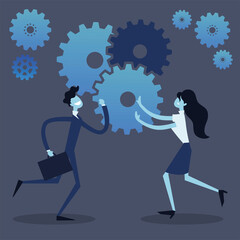 business people with gears