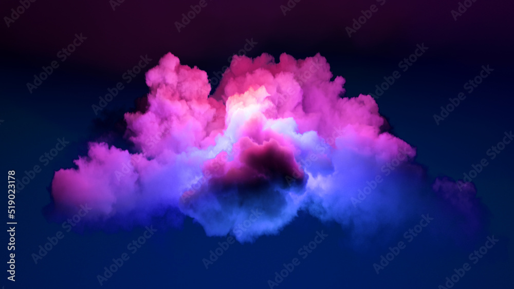 Canvas Prints 3d rendering, abstract neon background with stormy cloud glowing with bright light. weather phenomen