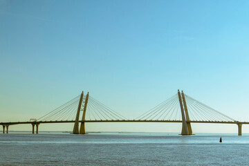 Fototapeta na wymiar cable-stayed bridge across the bay, western high-speed diameter
