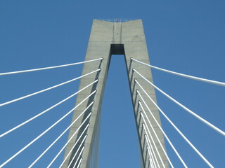 steel cable suspension bridge symmetry