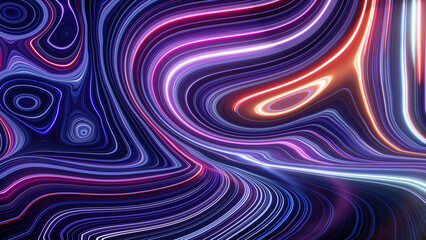 3d render, abstract background with colorful curvy lines