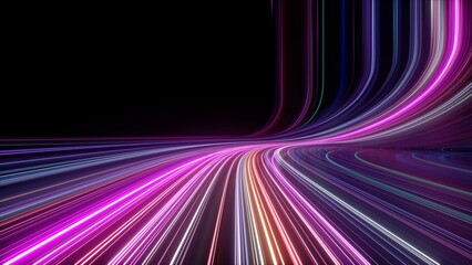 3d render, abstract background with curvy neon lines. Trendy wallpaper with colorful spectrum - obrazy, fototapety, plakaty