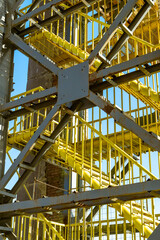 powerful metal industrial ladder and metal trusses with rivets