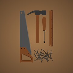 Set of tools for construction. Flat design illustration.