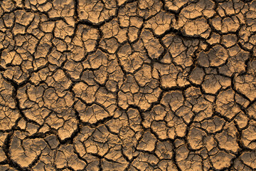 Closeup cracked earth with dry soil