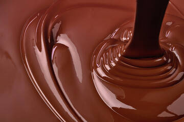 pouring hot chocolate, sweet dessert. liquid chocolate background