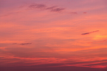 Fototapeta premium Beautiful sunrise, sunset red orange yellow sky with clouds abstract background texture