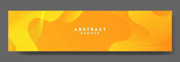 Abstract yellow Fluid Banner Template. Modern background design. gradient color. Dynamic Waves. Liquid shapes composition. Fit for banners