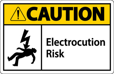 Caution Electrocution Risk Sign On White Background