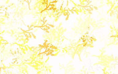 Light Red, Yellow vector abstract backdrop with leaves, branches.