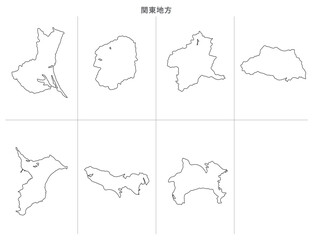 日本　白地図　関東地方