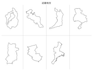 日本　白地図　近畿地方