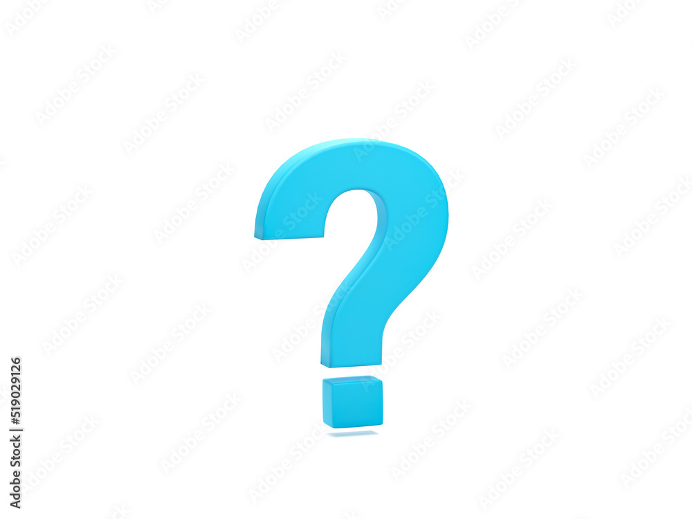 Poster 3d rendering, 3d illustration. question mark icon isolated on white. business support. faq and qa co