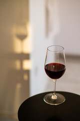 red wine in the glass