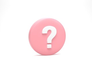 3D rendering, 3D illustration. Question mark icon isolated on white. Business support. FAQ and Q&A concept.