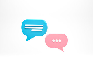 3D rendering, 3D illustration. Chat Bubble icons isolated on white background. Talk balloon icon. Speech bubble symbol.