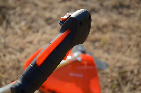 lawnmower with close-up on the control,
