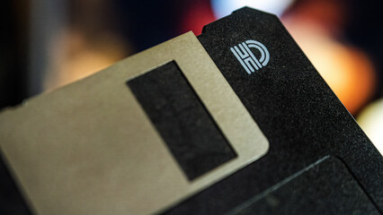 Fragment of dusty old computer floppy disk