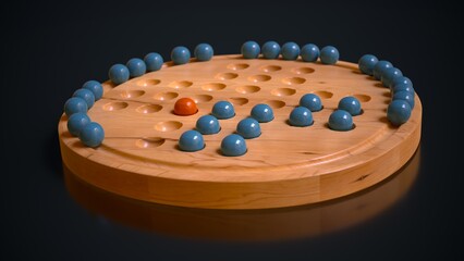Obraz na płótnie Canvas Peg solitaire board game isolated on infinite background 3D computer generated image