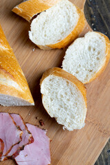 sliced boiled pork fillet meat, close up