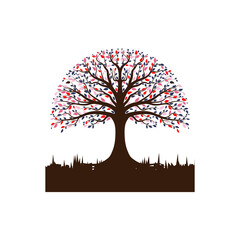 Tree icon set. Life logo. Plant insignia. Environment emblem. Nature symbol. Organic icon. Vector illustration