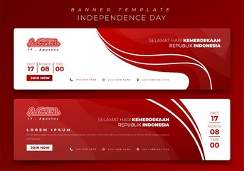 Web banner template in landscape concept design for indonesia independence day design